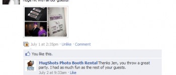 A long overdue thank you for the photobooth at our May 21st wedding! It was a huge hit with all our guests!